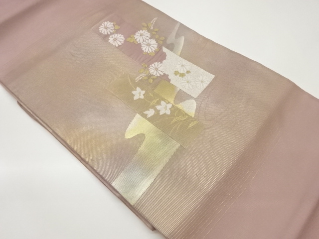 JAPANESE NAGOYA OBI FOR SUMMER / WOVEN AUTUMN FLOWERS